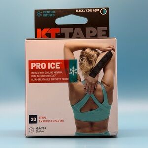 KT Tape Pro Ice menthol infused 20 kinesiology tape strips black cool aqua NEW